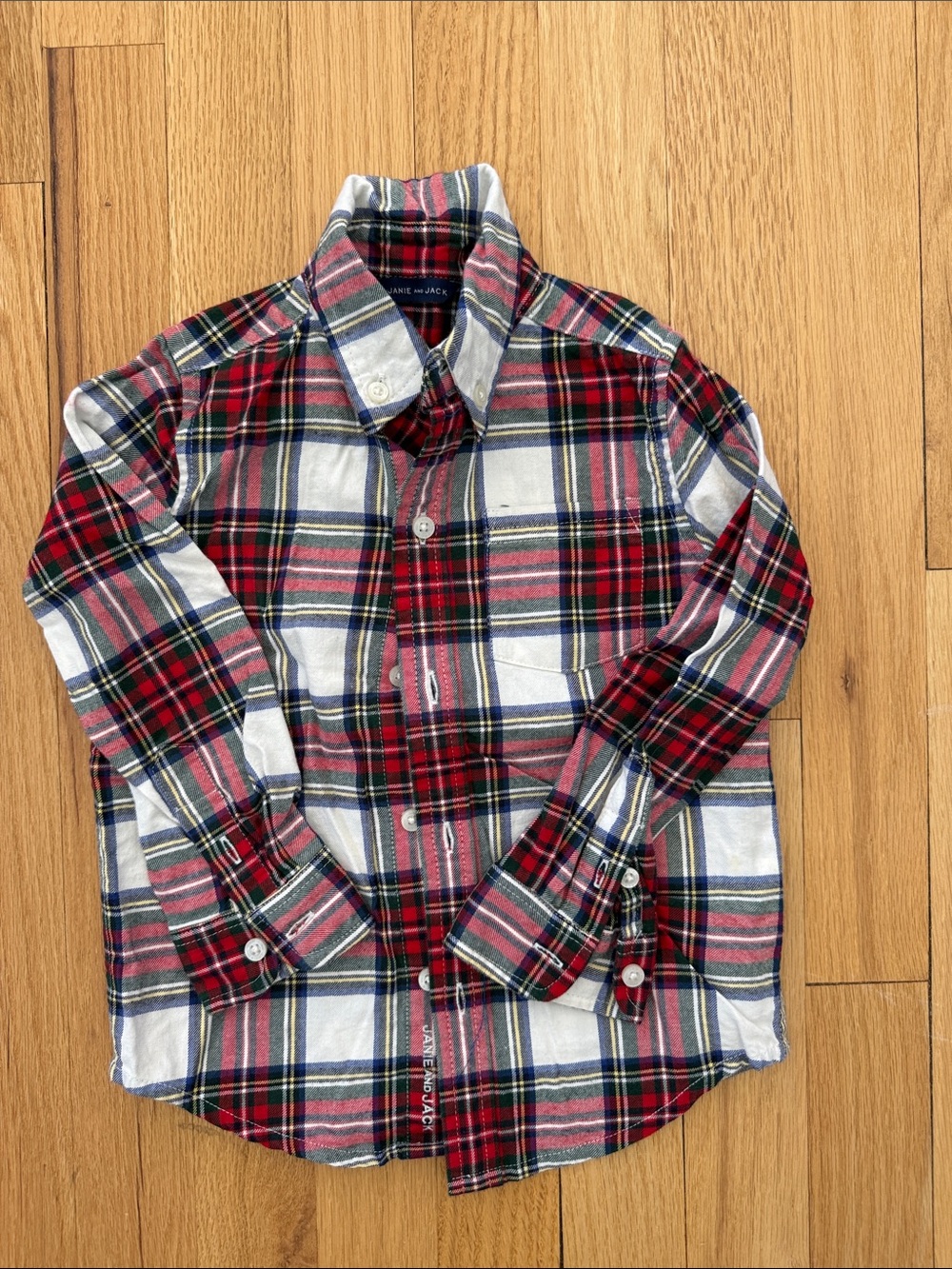 Janie and Jack Holiday Plaid Button-Down Shirt - Red/White